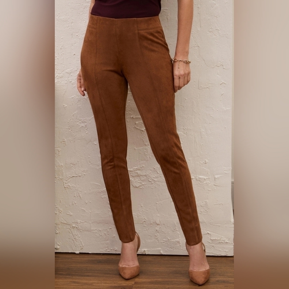 Joe Fresh Faux Suede Leggings Womens Medium Cognac Pull On Pants